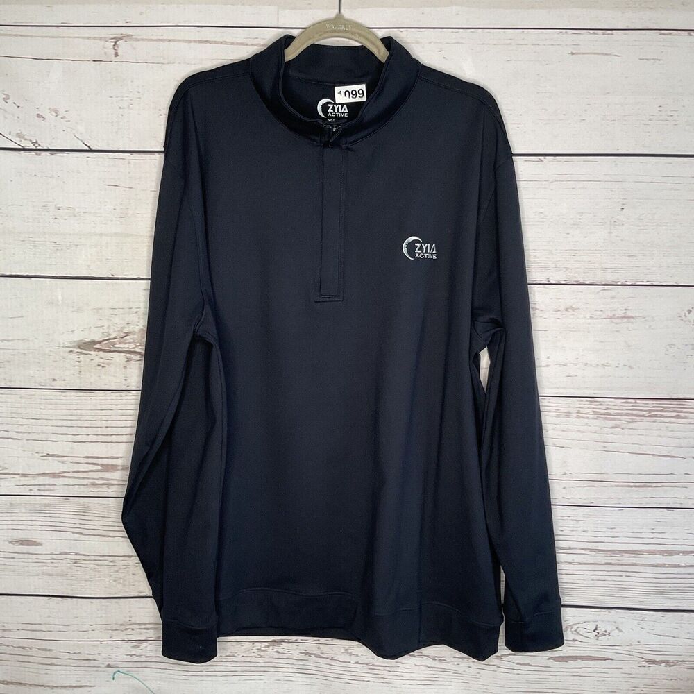 Zyia Active Pullover Sweatshirt Women’s‎ XXL  Black 1/3 Zip Long Sleeve Shirt